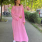 Langes Musselin Blusen Kleid "NINA", Pink