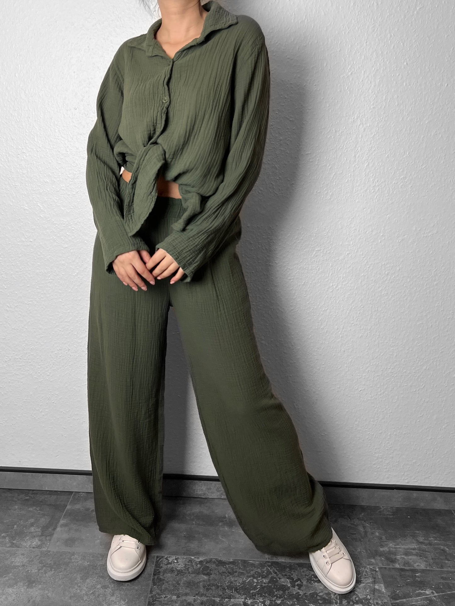 Musselin Set "TESSA", Khaki