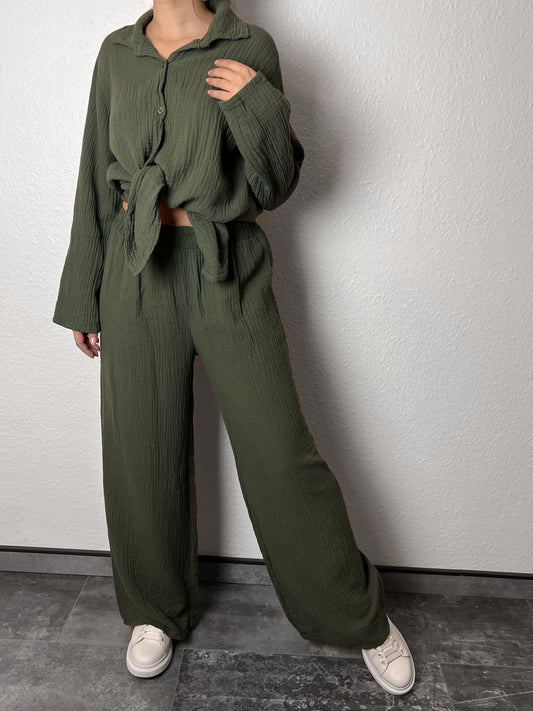 Musselin Set "TESSA", Khaki