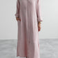 Langes Musselin Blusen Kleid "PAULA", Rosa