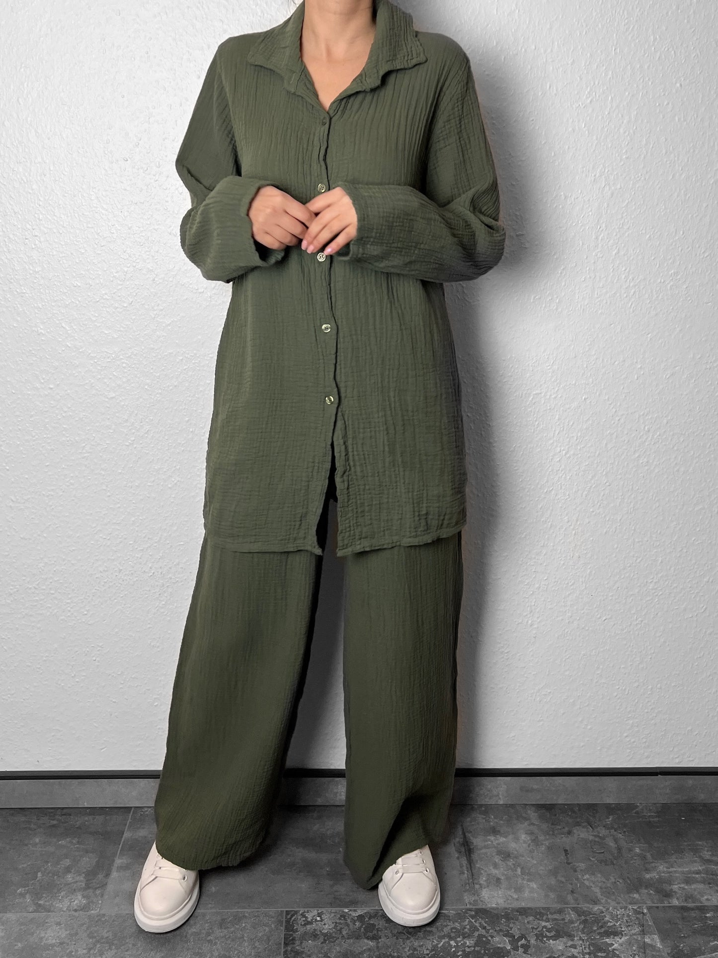 Musselin Set "TESSA", Khaki