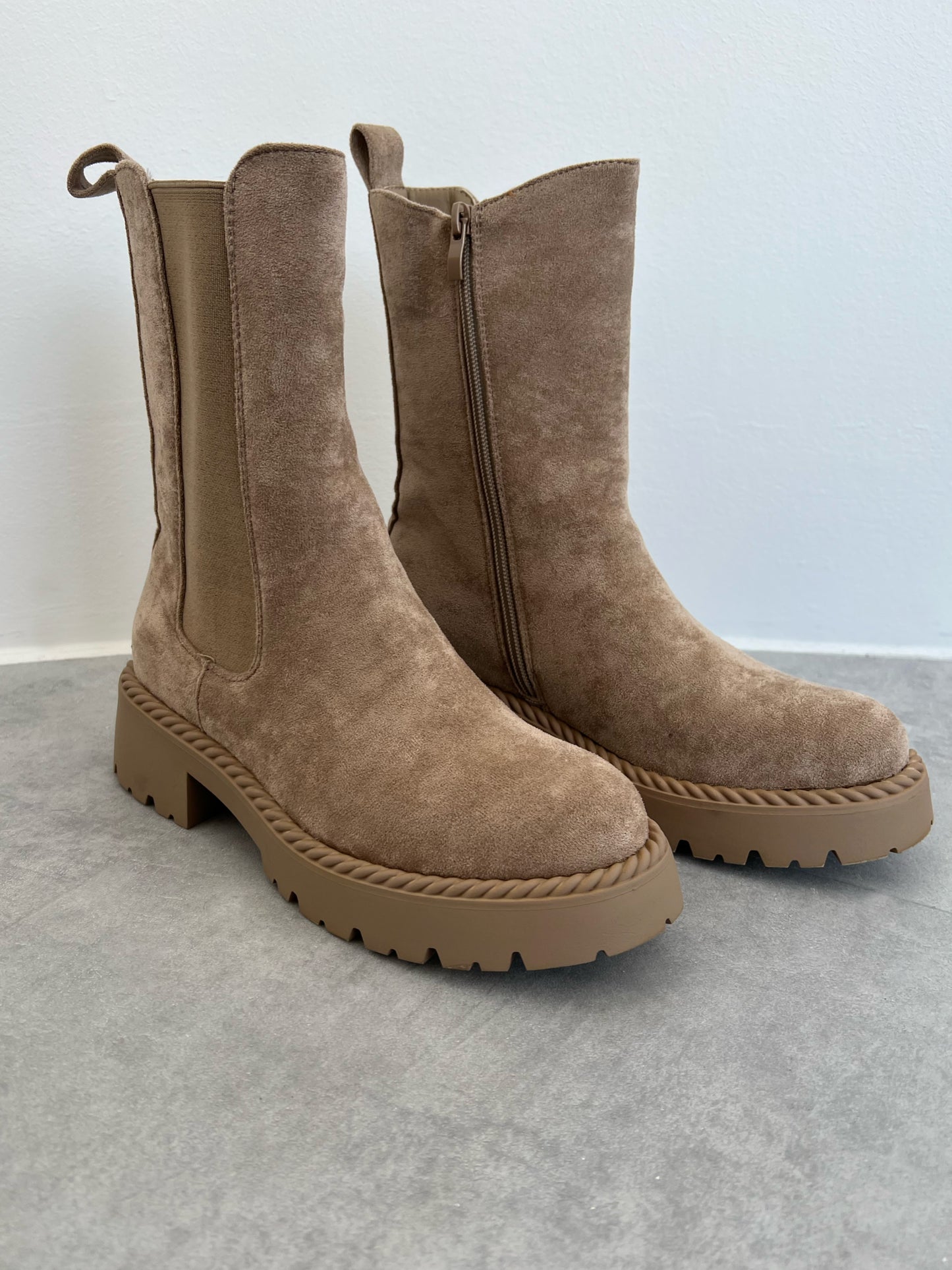 Boots Kunstwildleder, beige