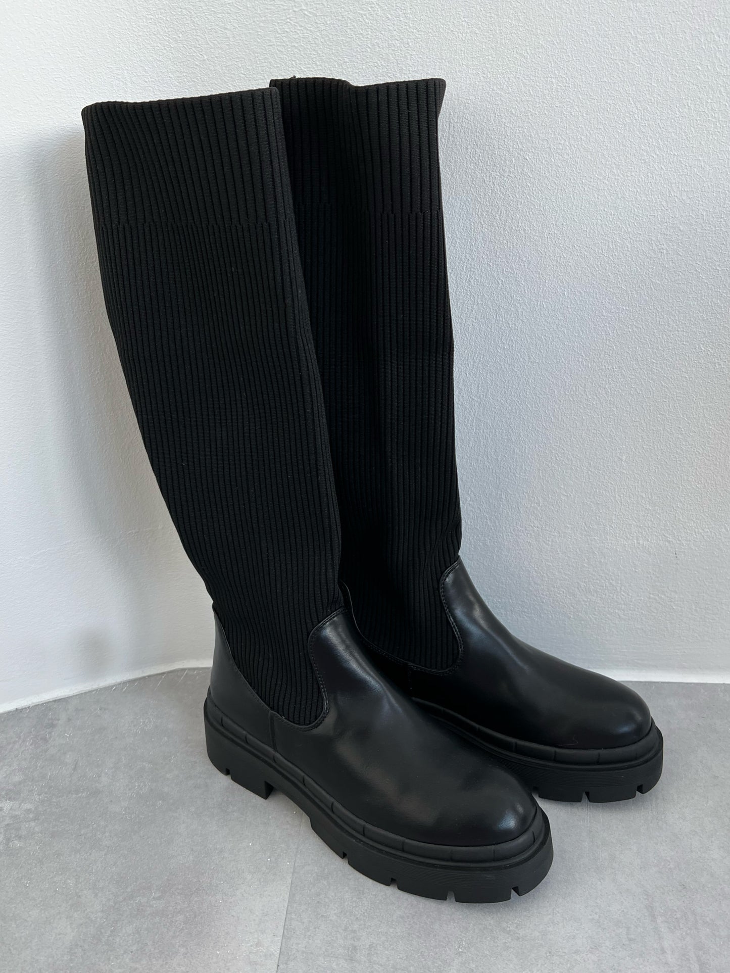 Long Boots Kunstleder, schwarz