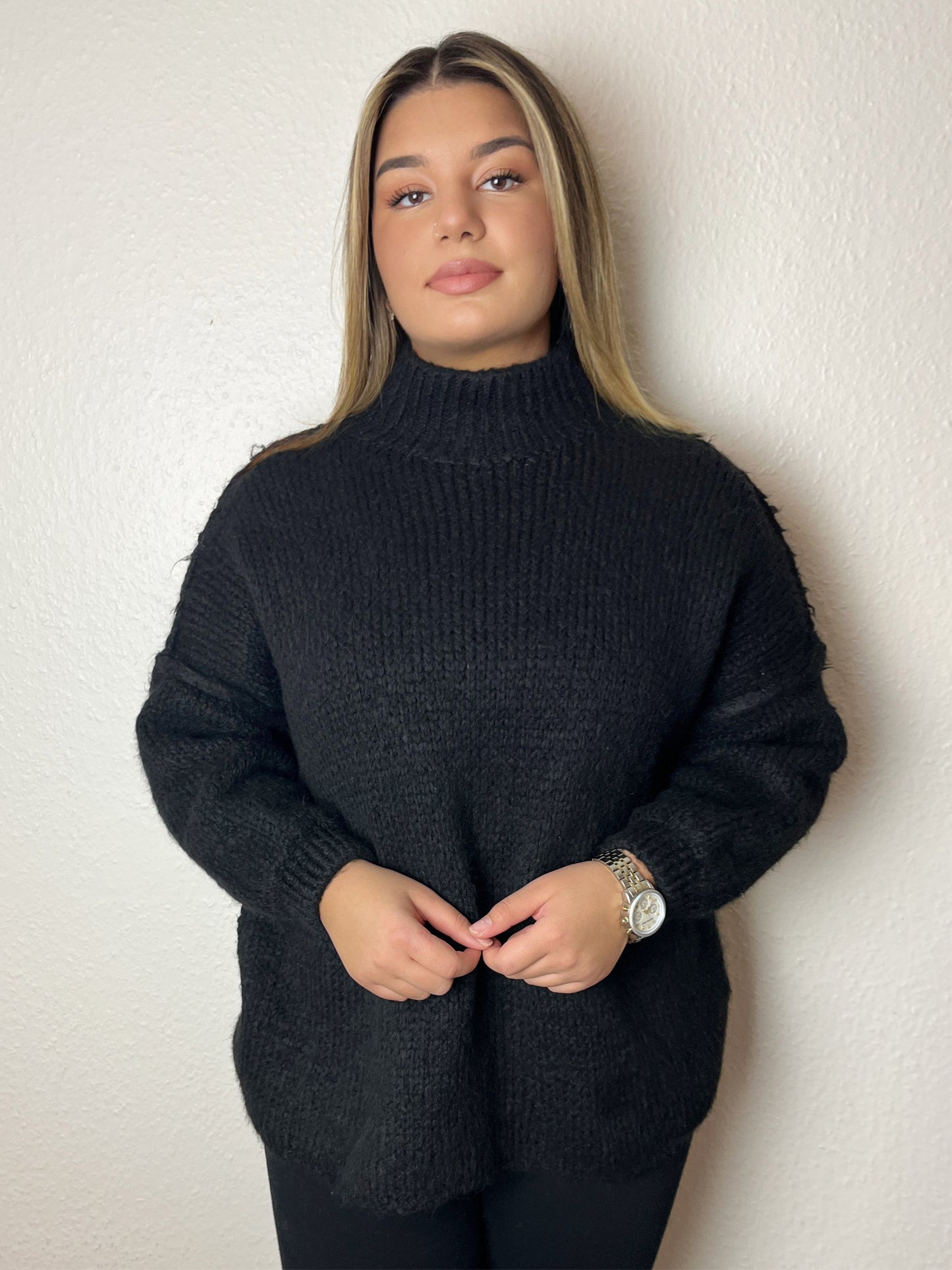 Kuschel Pullover, Schwarz