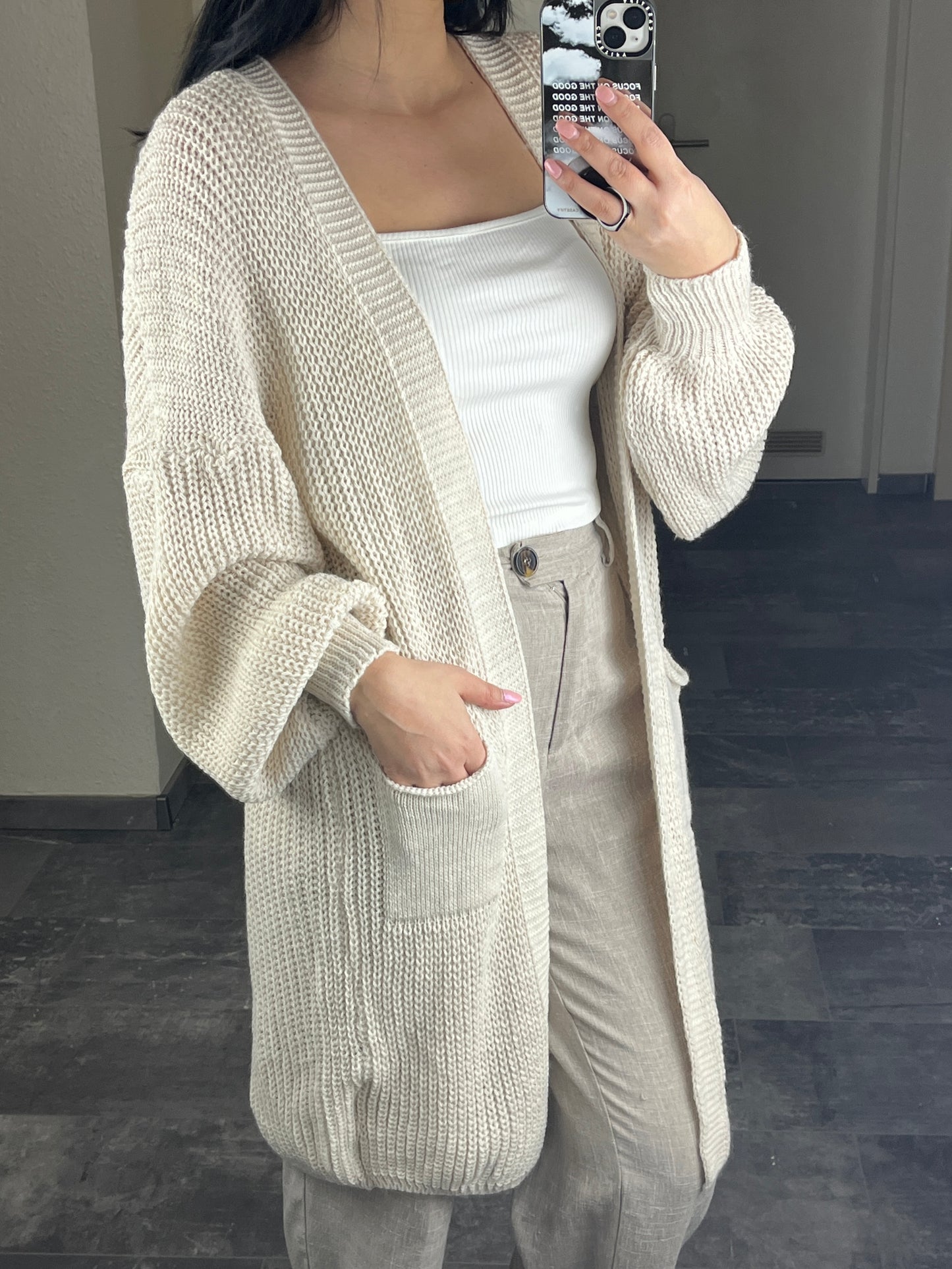 Strickjacke, Creme