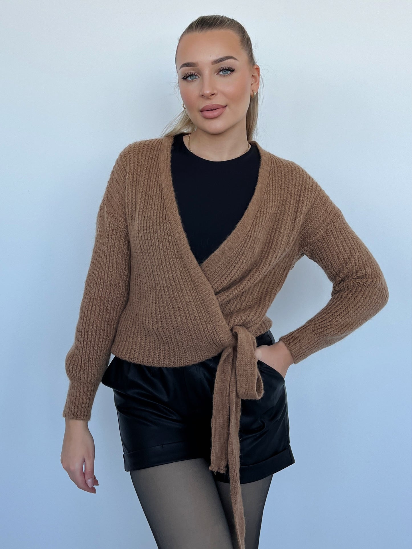 Wickel Strick Pullover, Camel