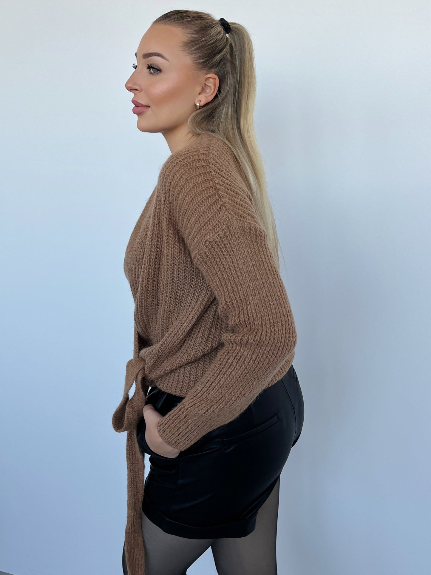 Wickel Strick Pullover, Camel