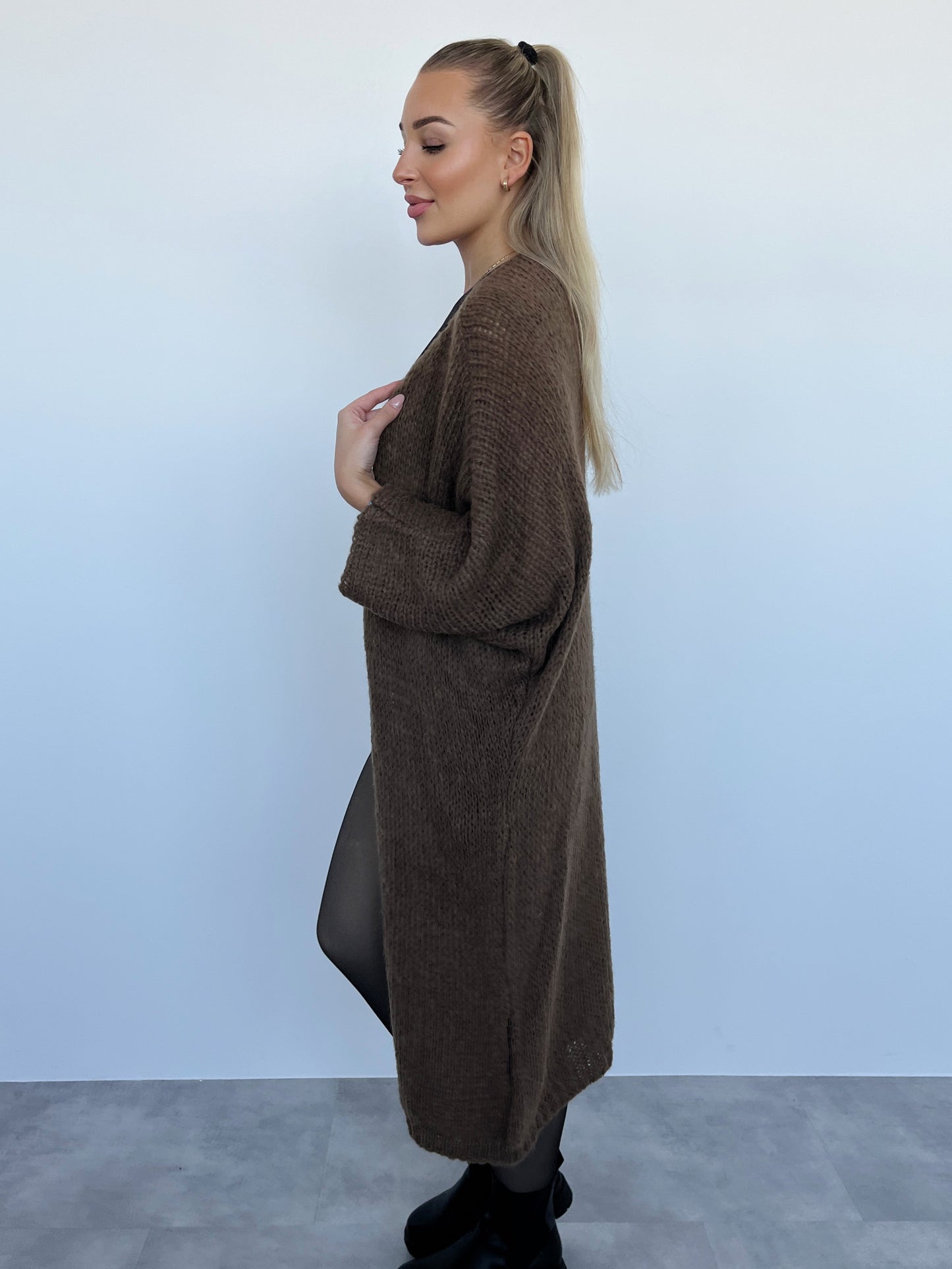 Weiche Strickjacke, camel