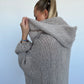 Strickjacke mit Kapuze, beige