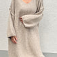 Kuscheliges Strickkleid mit V-Ausschnitt, beige