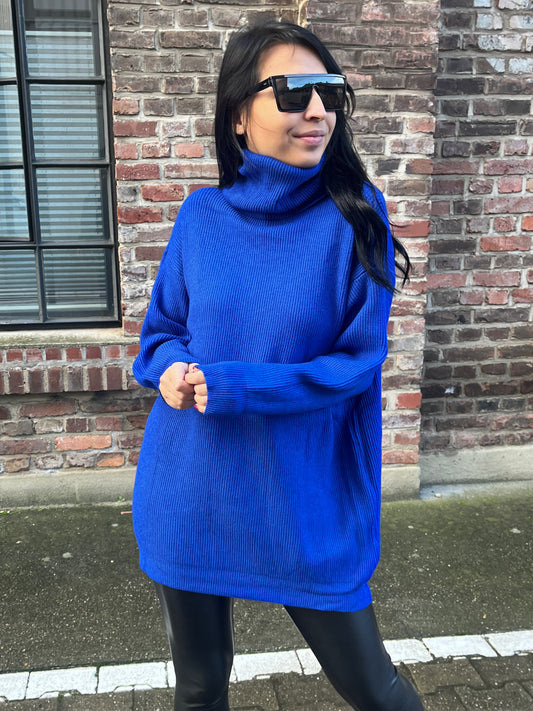 Rollkragen Pullover, blau