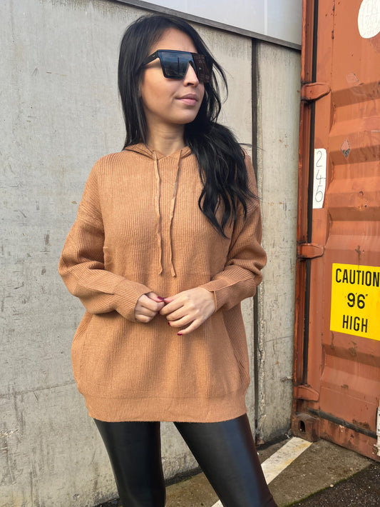 Kapuzen Pullover, camel