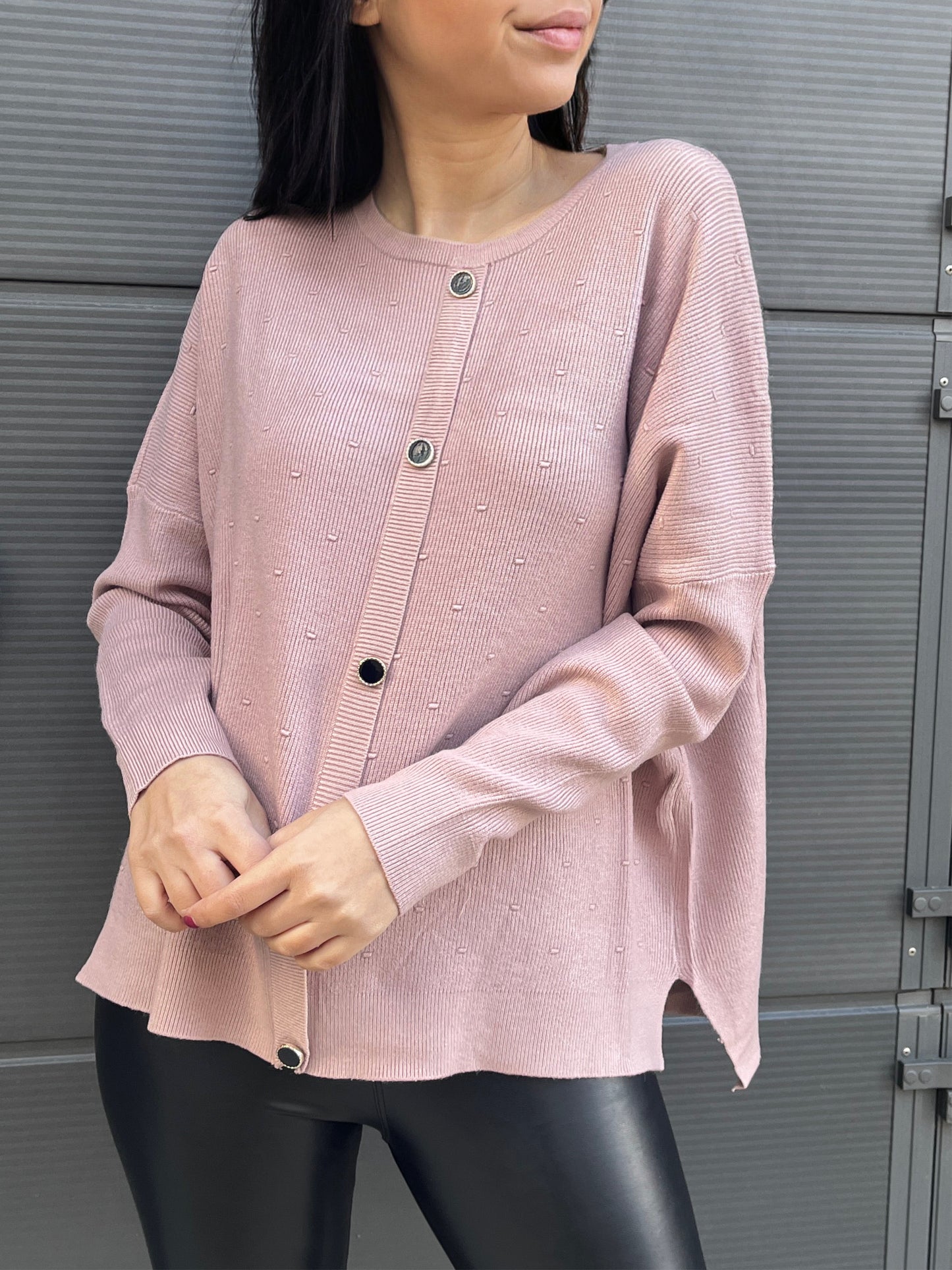 Pullover mit Knöpfen, rose