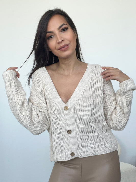 Strickjacke mit Knöpfen, creme