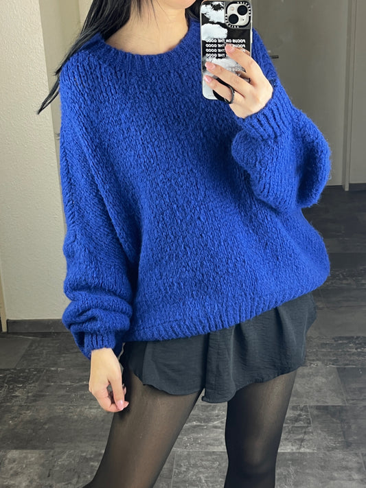 Kuschel Pullover Kurz, Blau