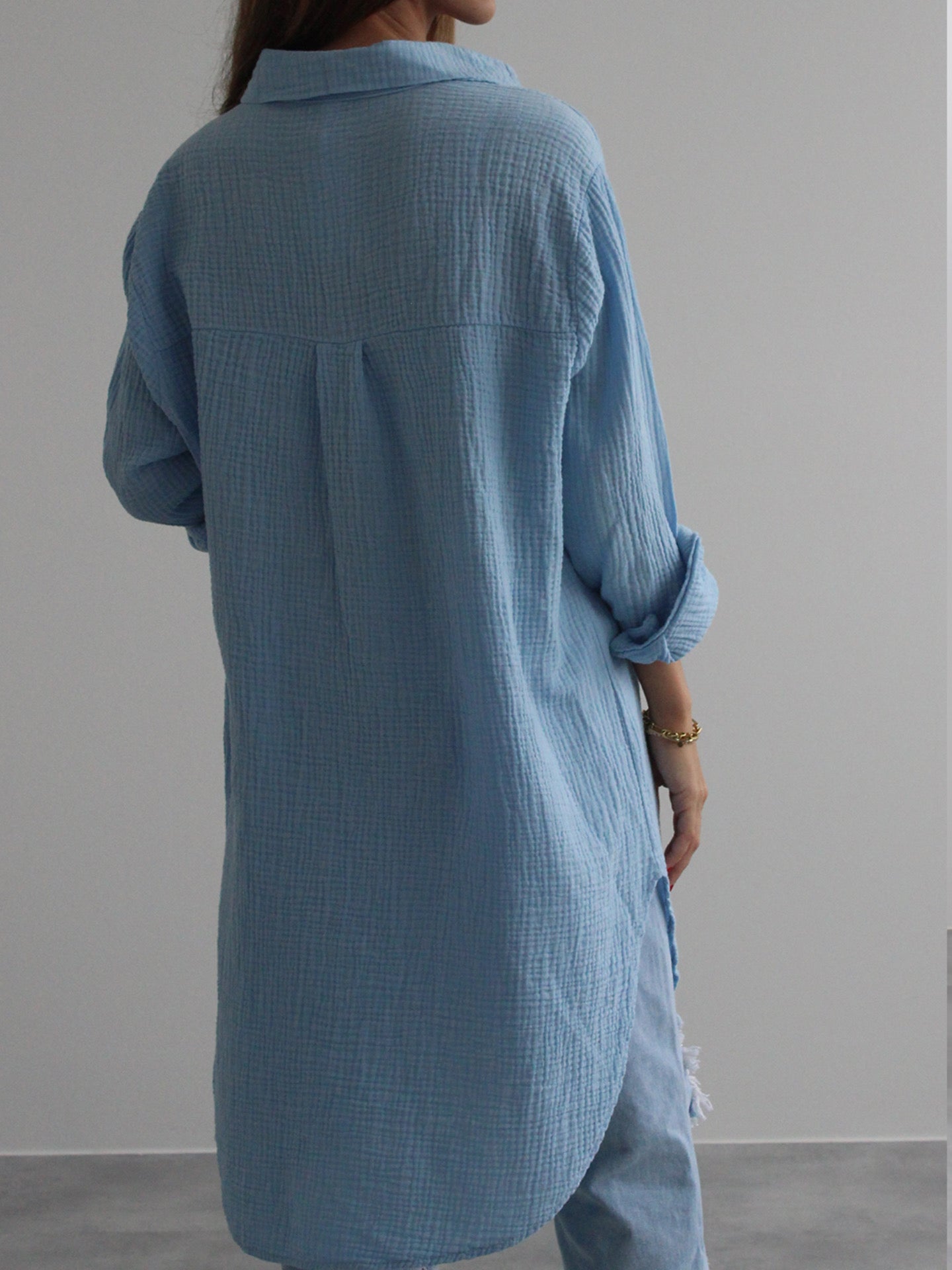 Musselin Bluse "JANA", Hellblau